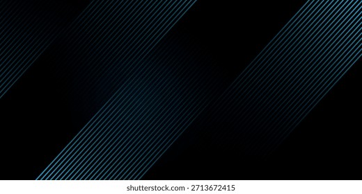 Fondo abstracto negro con líneas diagonales azules brillantes modernas. Ilustración vectorial EPS. 5