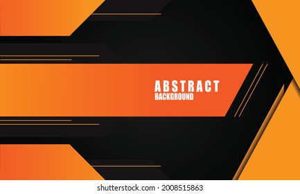 Black abstract background with orange, lines and corners. Dark modern sporty bright futuristic abstract background.