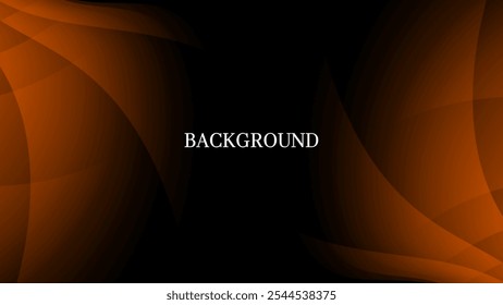 Black abstract background with orange overlay texture and gradient shades, folds shape	