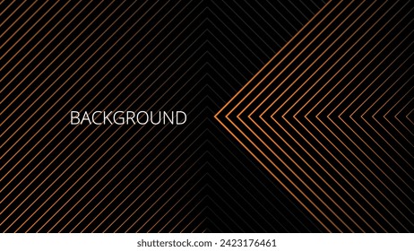 Black abstract background with orange triangular pattern, modern geometric texture, diagonal rays and angles