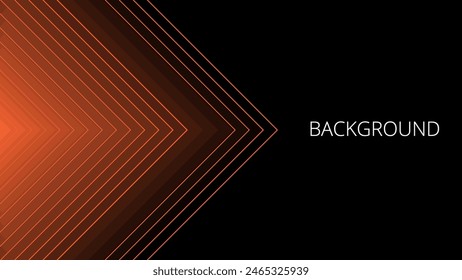 Black abstract background with orange triangular pattern, modern geometric texture, diagonal rays and angles