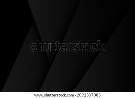 Black abstract background with overlay paper layers. Modern graphic elements. Paper cut style. Minimal geometric shapes vector design. Suit for poster, cover, brochure, presentation, flyer, website