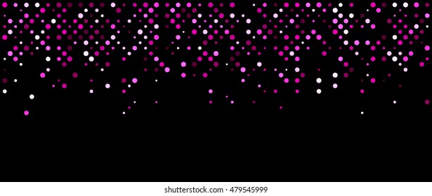 Black abstract background with pink dots. Vector illustration.
