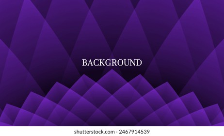 Black abstract background with purple triangular and rhombic pattern, flower shape, modern geometric texture	