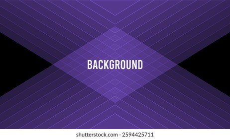 Black abstract background with purple triangular pattern, rhombus shape, modern geometric texture, diagonal rays and angles	