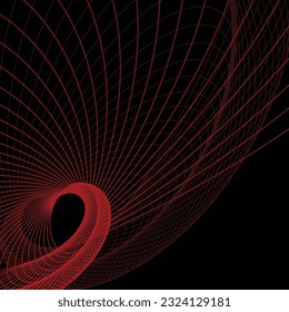 Black abstract  background and  red line wave 