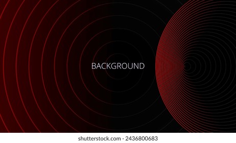 Black abstract background with red pattern, modern geometric texture, blended lines, gradient circles, space orbit