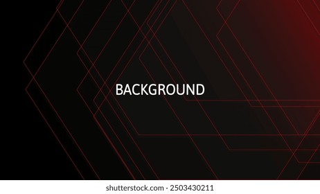 Fondo abstracto negro con patrón transparente rojo, textura geométrica moderna, rayos diagonales y ángulos, hexágonos	