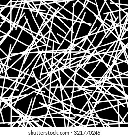 Black abstract background with seamless white lines, grunge texture for web, presentations and prints. Vector illustration.