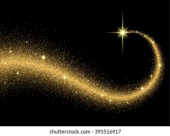 Black Abstract Background With Shining Comet. Vector Illustration.