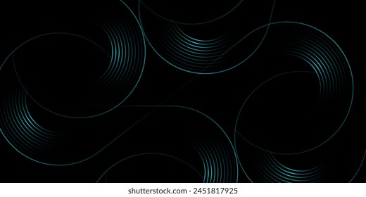 Black abstract background with shining geometric lines. Modern shiny blue lines pattern. Elegant graphic design. Futuristic technology concept. Suitable for posters, banners, brochures, covers