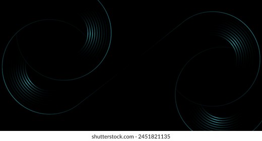 Black abstract background with shining geometric lines. Modern shiny blue lines pattern. Elegant graphic design. Futuristic technology concept. Suitable for posters, banners, brochures, covers