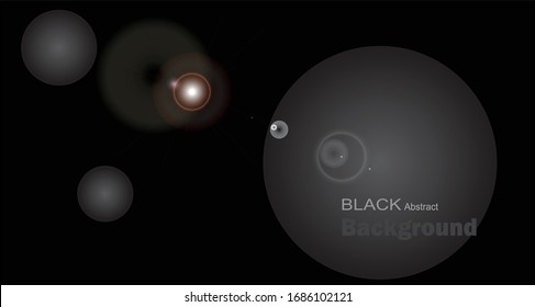 Black abstract background, Space with planet light flash effect.