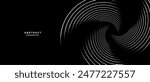 Black abstract background with spiral circle lines, technology futuristic template. Vector illustration.