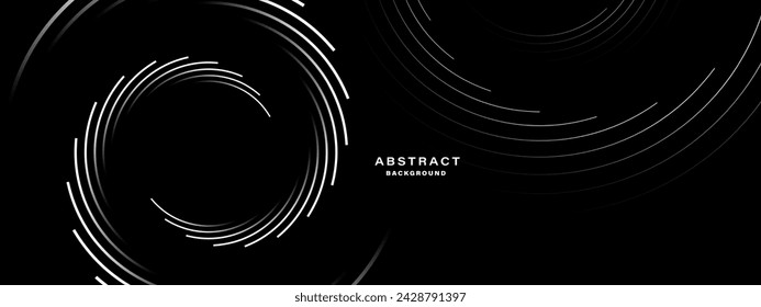 Black abstract background with spiral shapes. Technology futuristic template. Vector illustration.