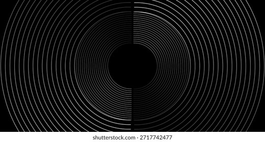 Black abstract background with spiral shapes. Technology futuristic template. Vector illustration.