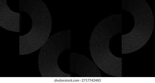Plano de fundo abstrato preto com formas espirais. Modelo futurista de tecnologia. Ilustração vetorial.