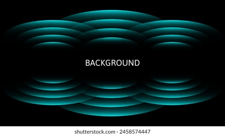 Black abstract background with teal green gradient ovals. Futuristic design	