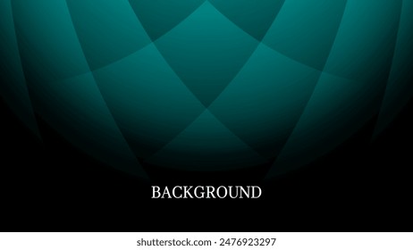 Black abstract background with teal green overlay texture and gradient shades, shell shape