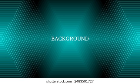 Black abstract background with teal green triangular pattern, modern geometric texture, diagonal rays and angles, hexagons	