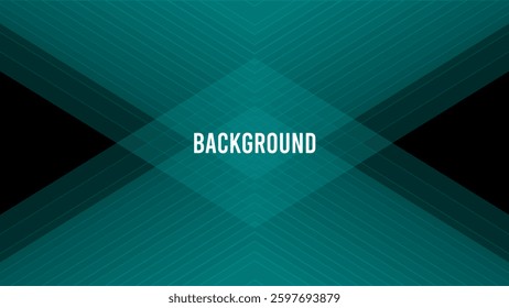 Black abstract background with teal green triangular pattern, rhombus shape, modern geometric texture, diagonal rays and angles	