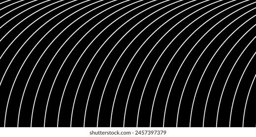Black abstract background, texture with white curved diagonal lines. Vector illustration.