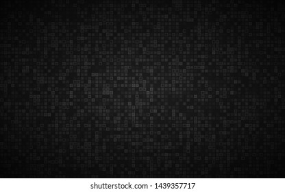 Black abstract background with transparent squares, mosaic look, modern vector illustration