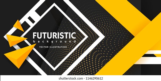 Black Abstract Background with Triangle Pattern and with yellow stripes luxury dynamic modern abstract vector background for presentation, report, abstract luxury cover. Paper style black abstract.