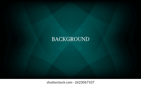 Black abstract background with black vignette and teal triangular pattern, cross shape, modern geometric texture, diagonal rays and angles
