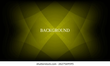 Black abstract background with black vignette and yellow triangular pattern, cross shape, modern geometric texture, diagonal rays and angles