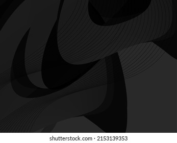 black abstract background wavy curve design pattern vector