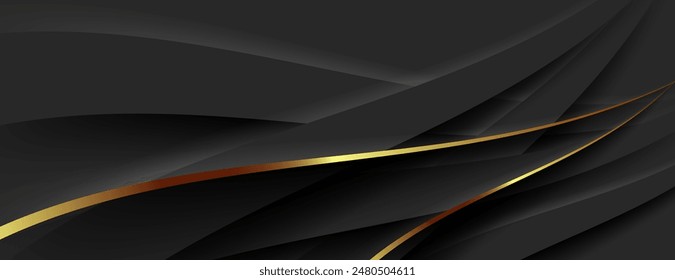 black abstract background with wavy gold lines texture. Perfect for luxury, elegant, and upscale design projects needing a sophisticated touch