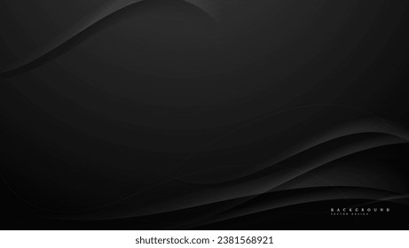 black abstract background with wavy lines composition and space area for text