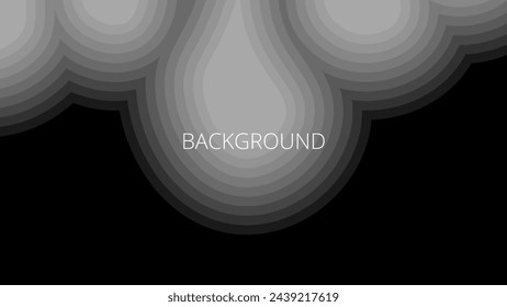 Black abstract background with wavy pattern and gradient shades, dynamic curve shapes