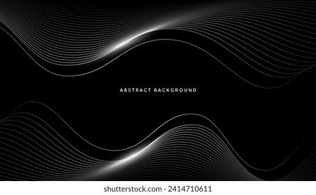 Fondo abstracto negro con curvas blancas