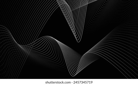 Schwarzer abstrakter Hintergrund mit weißen Kurven