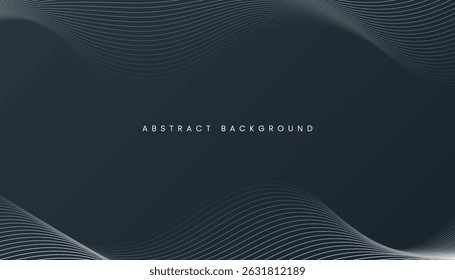 Black abstract background with white curves