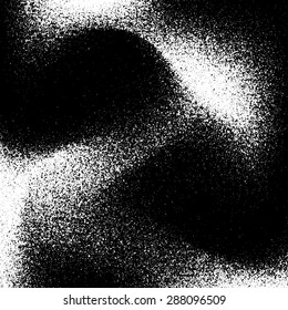 Black abstract background with white film grain, noise, dotwork, grunge texture for design concepts, banners, posters, web, presentations and prints. Vector illustration.