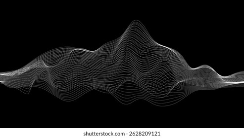 Black Abstract background with white Geographic waves. Vector illustration design element EPS 10