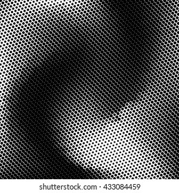 Black abstract background with black and white halftone texture, dotwork, circles pattern for design concepts, banners, posters, wallpapers, web, presentations and prints. Vector illustration.