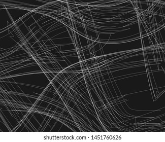 black abstract background with white line art abstract.eps10