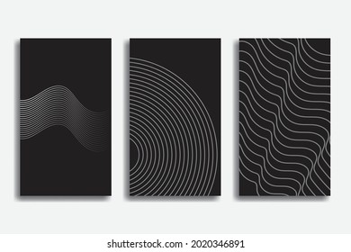 Black abstract background with white lines. Great background for web, flyer, banner, cover, computer, social media, sales template etc