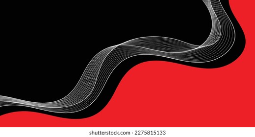 Fondo abstracto negro y línea blanca y roja
