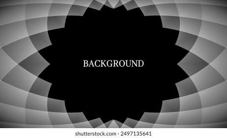 Schwarzer abstrakter Hintergrund mit weißem runden Rahmen, rhombisches Muster, Stein geschnittene Form, modernes geometrisches Banner	