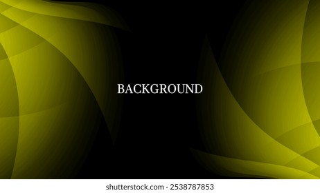 Black abstract background with yellow overlay texture and gradient shades, folds shape