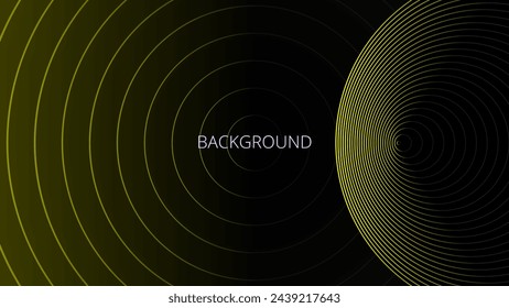 Black abstract background with yellow pattern, modern geometric texture, blended lines, gradient circles, space orbit