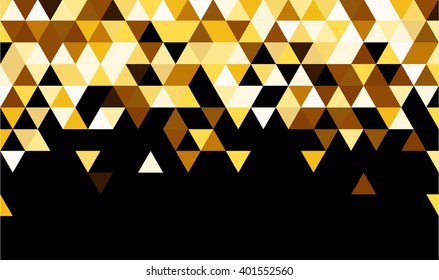 Fondo abstracto negro con triángulos amarillos. Ilustración vectorial.