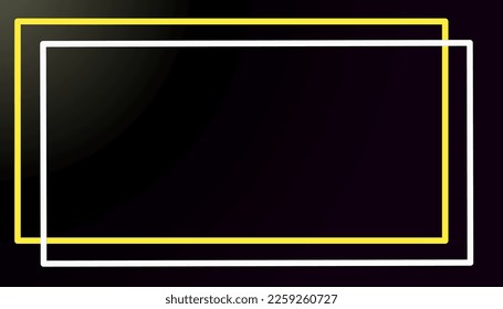 Black abstract background with yellow and white frame. Perfect for wallpapers, website backgrounds, posters, banners