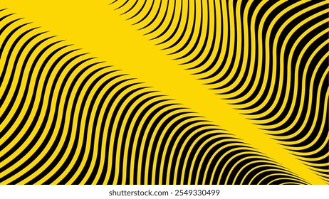 Fundo abstrato preto com linha de curva amarela para o fundo ou apresentação