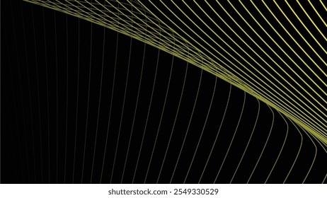 Black abstract backround with yellow curve line for backdrop or presentation